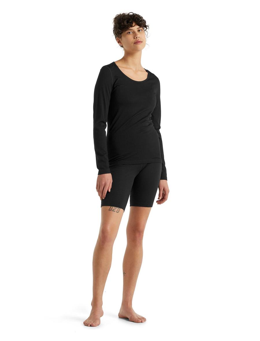 Black Icebreaker Merino 200 Oasis Thermal Shorts Women's Base Layers | AU 1882UZGT